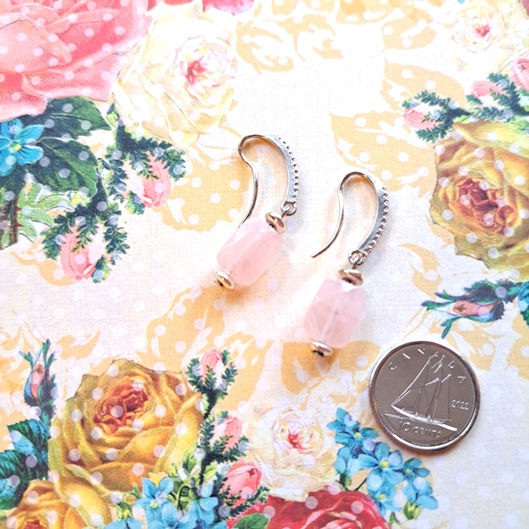 Rose quartz earrings - Picture 2 of 3
